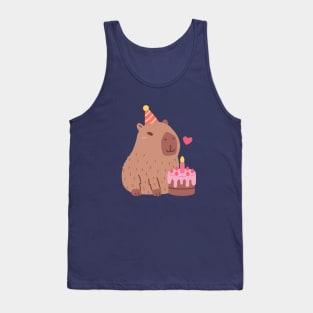 Cute Capybara And Birthday Cake Tank Top